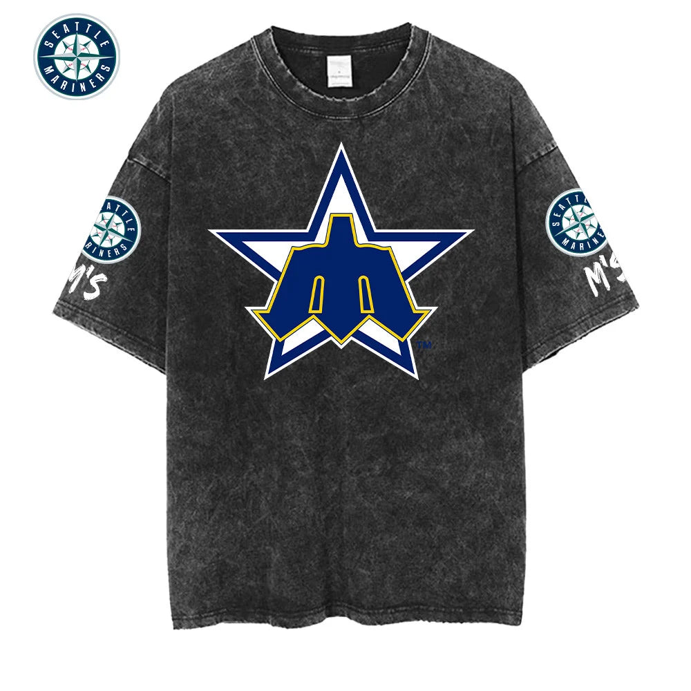 [FLASH SALE] NEW CUSTOMIZED MLB14 SMS SEATTLE MARINERS MULTICOLOR WASHED TEE