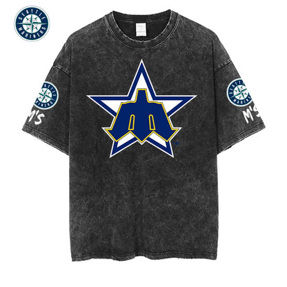 [FLASH SALE] NEW CUSTOMIZED MLB14 SMS SEATTLE MARINERS MULTICOLOR WASHED TEE