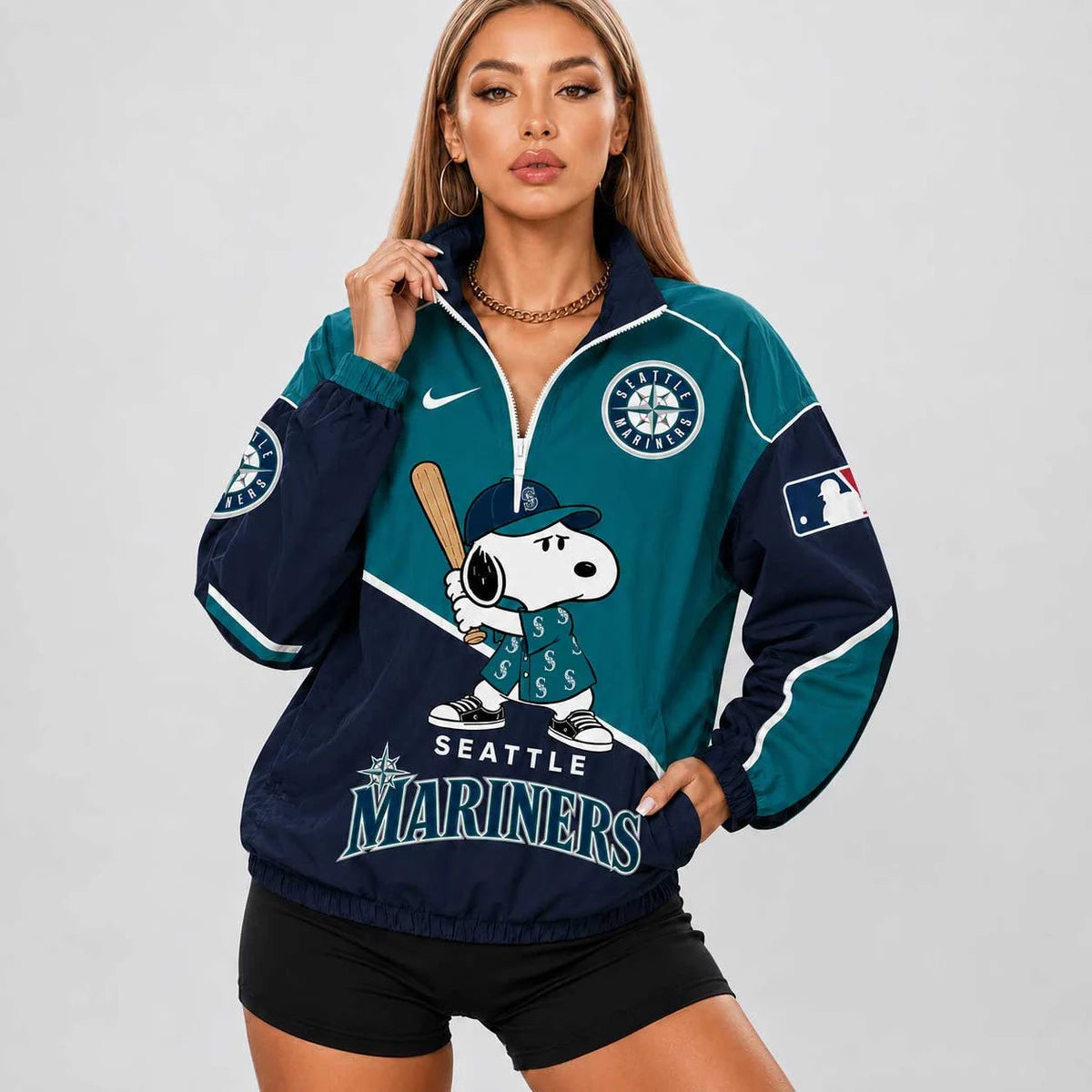 [FLASH SALE] NEW CUSTOMIZED MLB14 SMS SEATTLE MARINERS V-NECK ZIPPER SWEATSHIRT JACKET