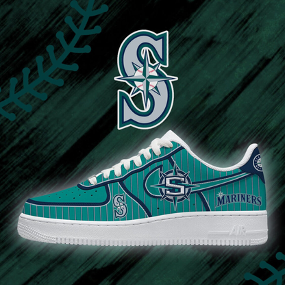LIMITED EDITION - NEW CUSTOMIZED MLB14 SMS SEATTLE MARINERS AF1 SHOES
