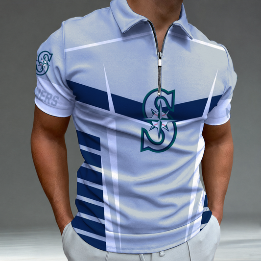 LIMITED EDITION - NEW CUSTOMIZED MLB14 SMS SEATTLE MARINERS ZIP POLO SHIRT