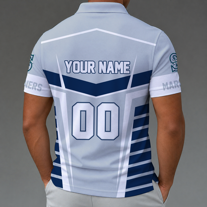 LIMITED EDITION - NEW CUSTOMIZED MLB14 SMS SEATTLE MARINERS ZIP POLO SHIRT