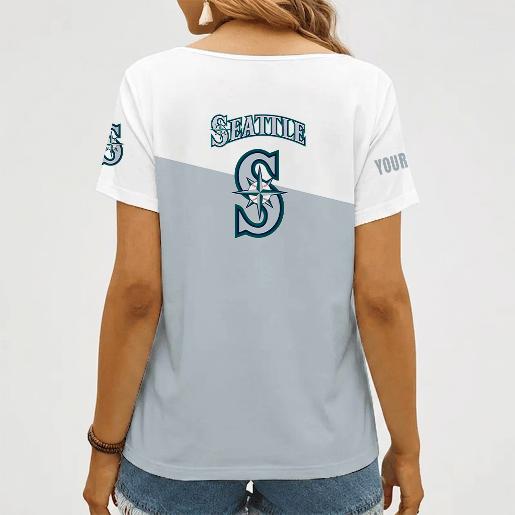 [FLASH SALE] NEW CUSTOMIZED MLB14 SMS SEATTLE MARINERS V-NECK FEMALE SHIRT