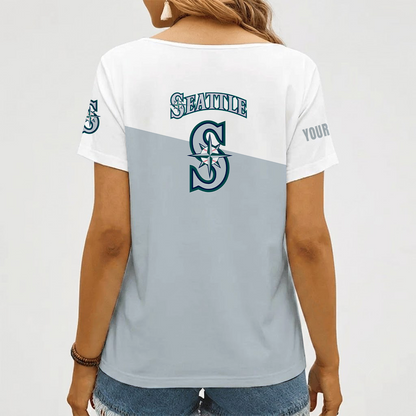 [FLASH SALE] NEW CUSTOMIZED MLB14 SMS SEATTLE MARINERS V-NECK FEMALE SHIRT