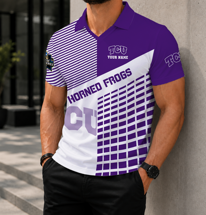 VIRAL EDITION - NEW CUSTOMIZED NCAA CWS14 THF TCU HORNED FROGS POLO SHIRT