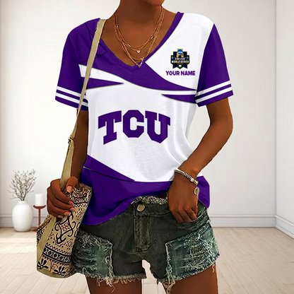 LIMITED DROP - NEW CUSTOMIZED | NCAA CWS14 THF TC HORNED FROGS V-NECK FEMALE SHIRT