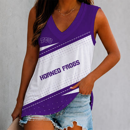 VIRAL EDITION - NEW CUSTOMIZED NCAA CWS14 THF TCU HORNED FROGS WOMEN'S V-NECK TANK TOP