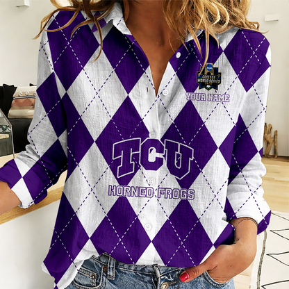 LIMITED DROP - NEW CUSTOMIZED | NCAA CWS14 THF TC HORNED FROGS WOMEN CASUAL SHIRT FOR FAN