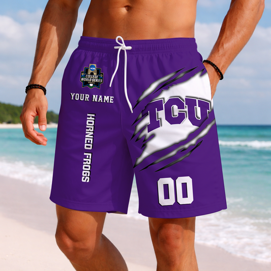 LIMITED EDITION - NEW CUSTOMIZED NCAA CWS14 THF TCU HORNED FROGS SHORT PANTS