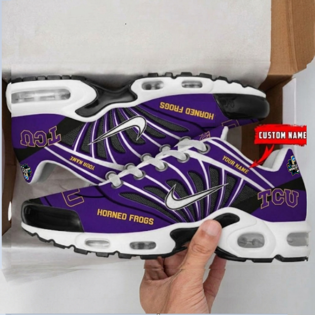 LIMITED EDITION - NEW CUSTOMIZED NCAA CWS14 THF TCU HORNED FROGS UNISEX AIR MAX PLUS SNEAKERS