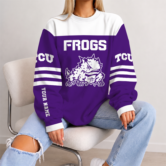 [FAN FAVORITE] NEW CUSTOMIZED NCAA CWS14 THF TCU HORNED FROGS UNISEX SWEATSHIRT