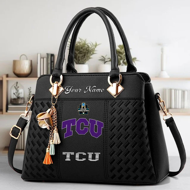 LIMITED EDITION - NEW CUSTOMIZED NCAA CWS14 THF TCU HORNED FROGS ZIP HANDBAG MULTICOLOR