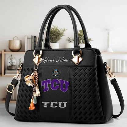 LIMITED EDITION - NEW CUSTOMIZED NCAA CWS14 THF TCU HORNED FROGS ZIP HANDBAG MULTICOLOR