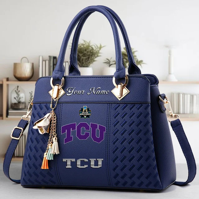 LIMITED EDITION - NEW CUSTOMIZED NCAA CWS14 THF TCU HORNED FROGS ZIP HANDBAG MULTICOLOR