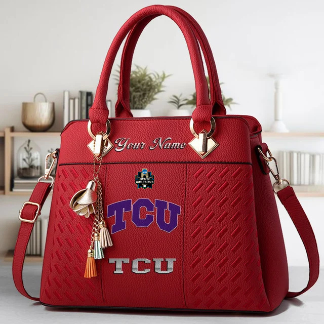 LIMITED EDITION - NEW CUSTOMIZED NCAA CWS14 THF TCU HORNED FROGS ZIP HANDBAG MULTICOLOR