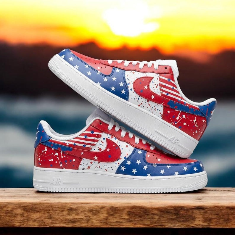 [HOT DEAL] NEW CUSTOMIZED PATRIOTIC AMERICAN FLAG AIR FORCE 1 SHOES