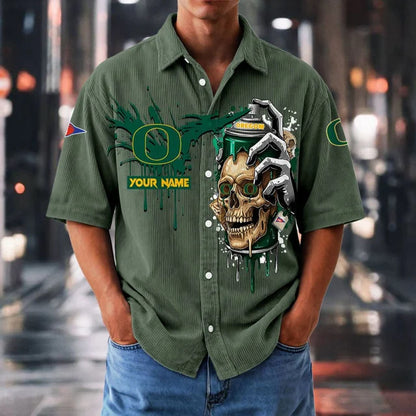 MEGA SALE - NEW CUSTOMIZED NCAA FBS14 OGD OG DUCKS SEERSUCKER BUTTON SHIRT