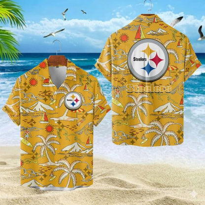 VIRAL EDITION  - NEW CUSTOMIZED NFL14 PSB PITTSBURGH STEELERS UNISEX INDEPENDENCE DAY HAWAIIAN SHIRT & SHORTS SET