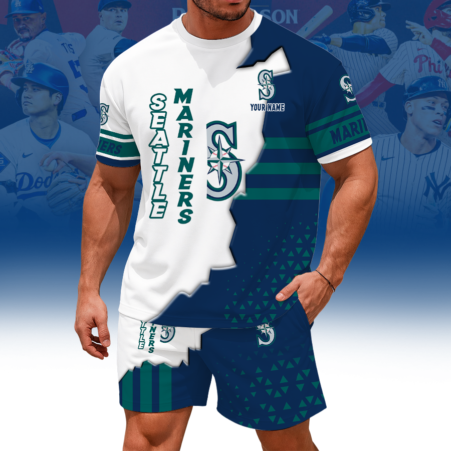 LIMITED EDITION - NEW CUSTOMIZED MLB14 SMS SEATTLE MARINERS UNISEX T-SHIRT & SHORTS SET