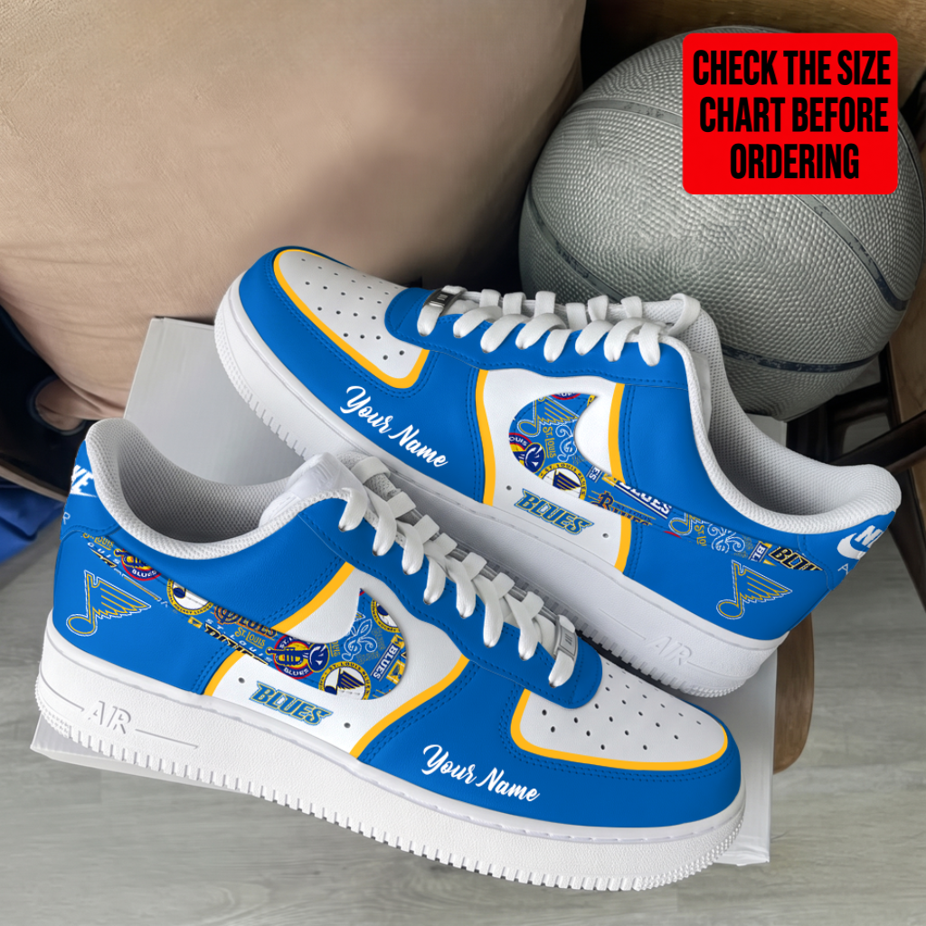 LIMITED EDITION - NEW CUSTOMIZED NHL14 SLB ST. LOUIS BLUES AF1 SHOES