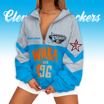 LIMITED EDITION - NEW CUSTOMIZED WNBA14 CLR CL ROCKERS V-NECK ZIPPER SWEATSHIRT JACKET