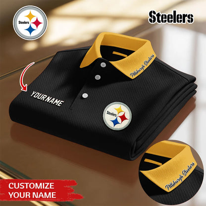 LIMITED EDITION - NEW CUSTOMIZED NFL14 PSB PITTSBURGH STEELERS POLO SHIRT