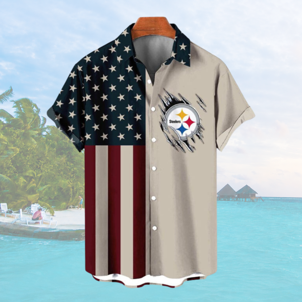 LIMITED EDITION - NEW CUSTOMIZED NFL14 PSB PITTSBURGH STEELERS PATRIOTIC 250 USA HAWAIIAN SHIRT