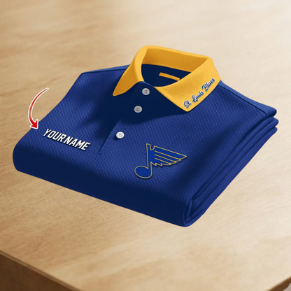 LIMITED EDITION - NEW CUSTOMIZED NHL14 SLB ST. LOUIS BLUES POLO SHIRT