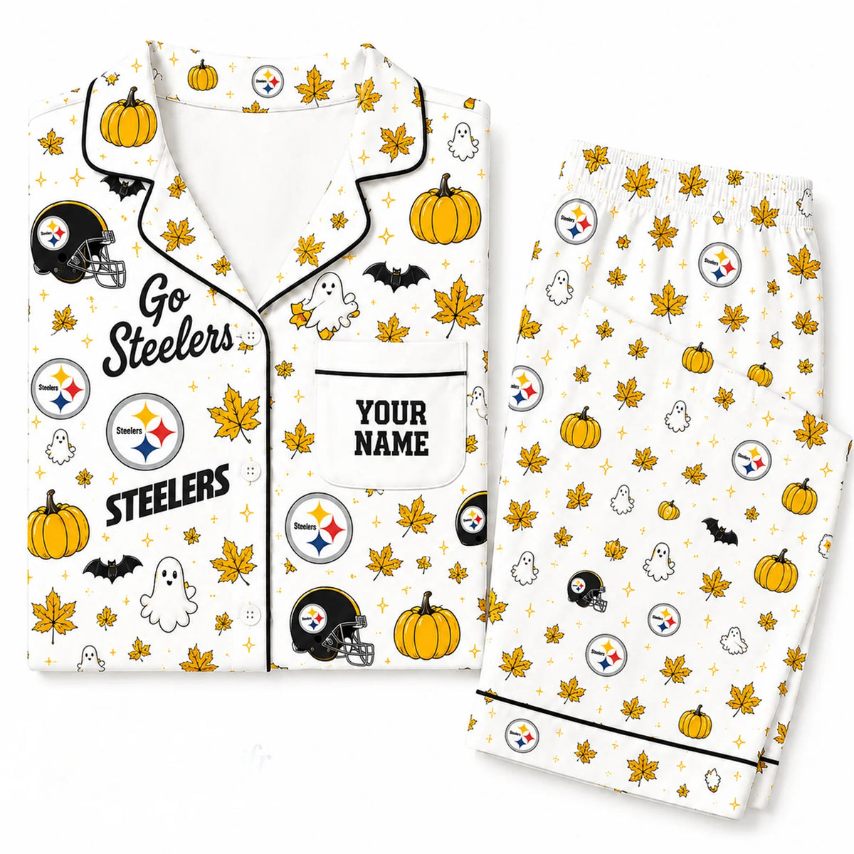 [SPECIAL OFFER] NEW CUSTOMIZED NFL14 PSB PITTSBURGH STEELERS HALLOWEEN LONG PAJAMAS SET