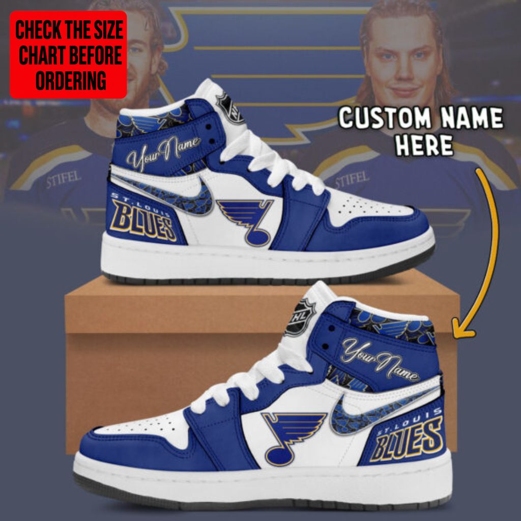 LIMITED EDITION - NEW CUSTOMIZED NHL14 SLB ST. LOUIS BLUES AIR JORDAN SNEAKERS