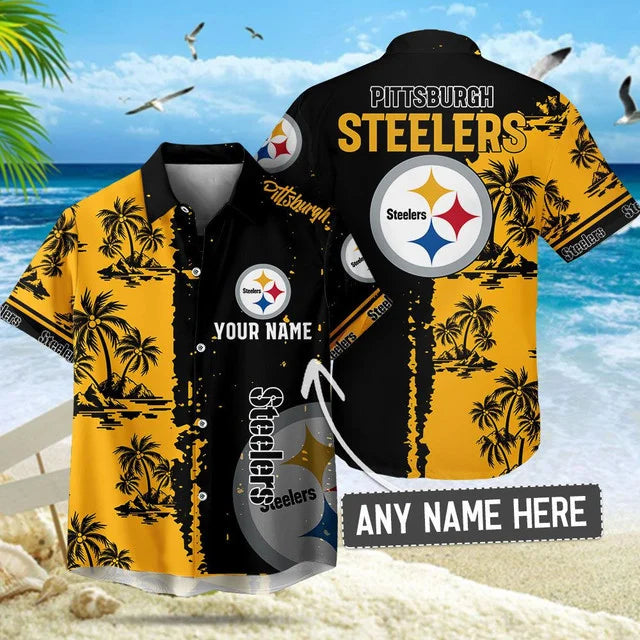 LIMITED EDITION - NEW CUSTOMIZED NFL14 PSB PITTSBURGH STEELERS UNISEX HAWAIIAN SHIRT & SHORTS SET