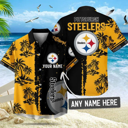 LIMITED EDITION - NEW CUSTOMIZED NFL14 PSB PITTSBURGH STEELERS UNISEX HAWAIIAN SHIRT & SHORTS SET