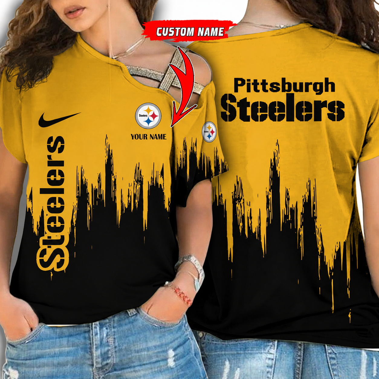 [SPECIAL OFFER] NEW CUSTOMIZED NFL14 PSB PITTSBURGH STEELERS SHOULDER SHIRT