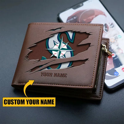 LIMITED EDITION - NEW CUSTOMIZED MLB14 SMS SEATTLE MARINERS LEATHER WALLET