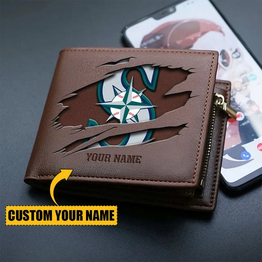 LIMITED EDITION - NEW CUSTOMIZED MLB14 SMS SEATTLE MARINERS LEATHER WALLET