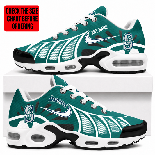 LIMITED EDITION - NEW CUSTOMIZED MLB14 SMS SEATTLE MARINERS AIR MAX PLUS SNEAKERS