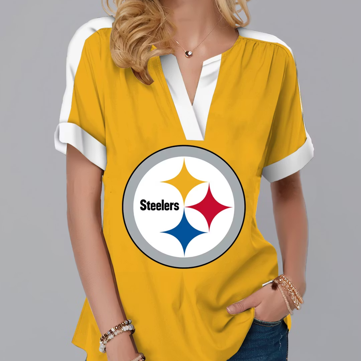 LIMITED EDITION - NEW CUSTOMIZED NFL14 PSB PITTSBURGH STEELERS V-NECK FEMALE SHIRT