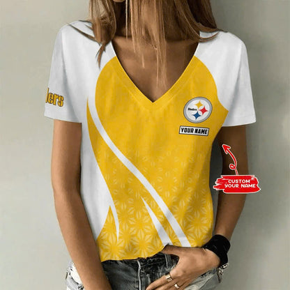 LIMITED EDITION - NEW CUSTOMIZED NFL14 PSB PITTSBURGH STEELERS V-NECK FEMALE SHIRT