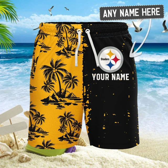 LIMITED EDITION - NEW CUSTOMIZED NFL14 PSB PITTSBURGH STEELERS UNISEX HAWAIIAN SHIRT & SHORTS SET