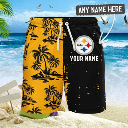 LIMITED EDITION - NEW CUSTOMIZED NFL14 PSB PITTSBURGH STEELERS UNISEX HAWAIIAN SHIRT & SHORTS SET