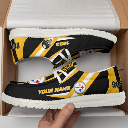 [SPECIAL OFFER] NEW CUSTOMIZED NFL14 PSB PITTSBURGH STEELERS LOAFER SHOES