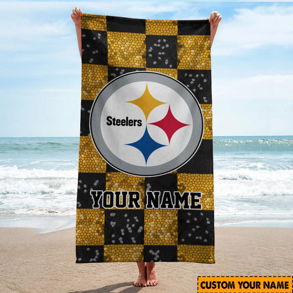 LIMITED EDITION - NEW CUSTOMIZED NFL14 PSB PITTSBURGH STEELERS BEACH TOWEL