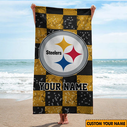 LIMITED EDITION - NEW CUSTOMIZED NFL14 PSB PITTSBURGH STEELERS BEACH TOWEL