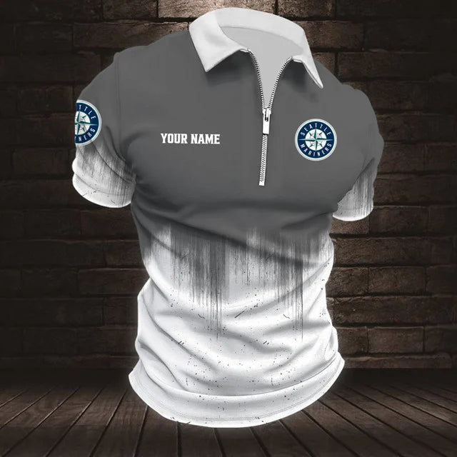 [FLASH SALE] NEW CUSTOMIZED MLB14 SMS SEATTLE MARINERS ZIP POLO SHIRT