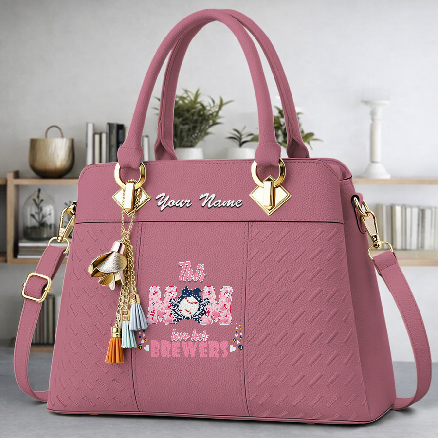 LIMITED EDITION - NEW CUSTOMIZED MLB15 MBS MILWAUKEE BREWERS ZIP HANDBAG MULTICOLOR