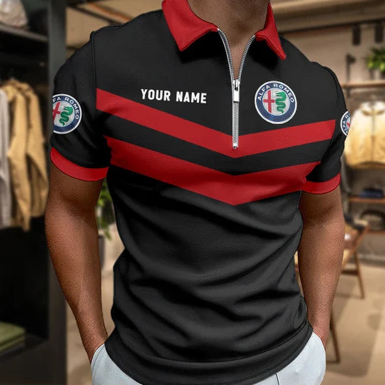 LIMITED EDITION - NEW CUSTOMIZED F115 ALR ALFA ROMEO ZIP POLO SHIRT