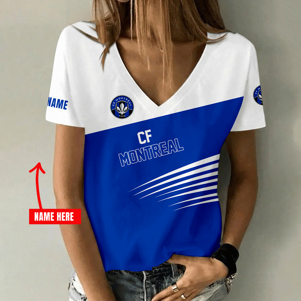 [FAN EXCLUSIVE] NEW CUSTOMIZED MLS15 CFM CF MONTRÉAL V-NECK FEMALE SHIRT