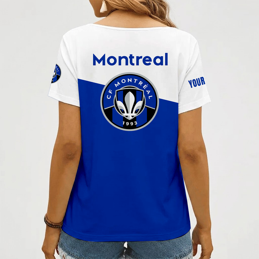 [FAN EXCLUSIVE] NEW CUSTOMIZED MLS15 CFM CF MONTRÉAL V-NECK FEMALE SHIRT