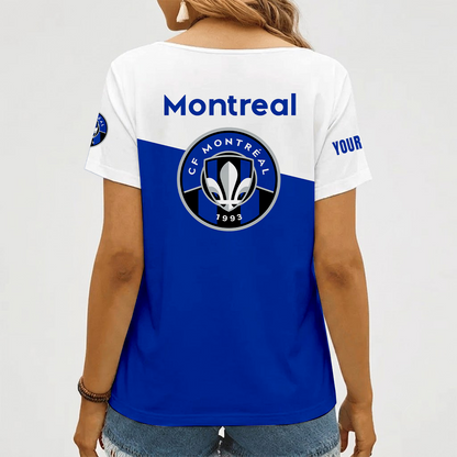 [FAN EXCLUSIVE] NEW CUSTOMIZED MLS15 CFM CF MONTRÉAL V-NECK FEMALE SHIRT