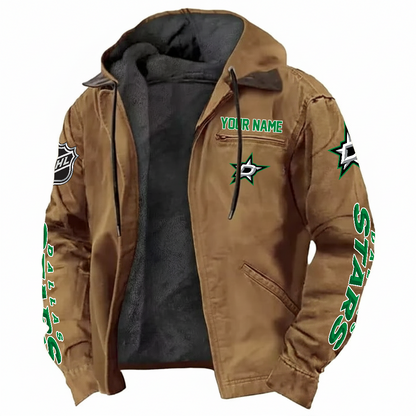 LIMITED EDITION - NEW CUSTOMIZED NHL15 DLS DALLAS STARSS HOODED CARDIGAN JACKET